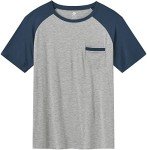 Men's Blue Short Sleeve Lounge Set with Pocket