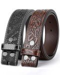 2-Pack Western Leather Belts for Men and Women
