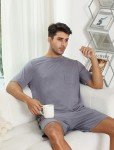 Men's Soft Ribbed Knit Pajama Set - Grey