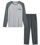 Men's Long Sleeve Pajama Set with Pocket