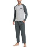 Men's Long Sleeve Pajama Set with Pocket