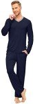 Men's Modal Pajama Set with Pockets - Navy XL