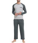 Men's Long Sleeve Pajama Set with Pocket