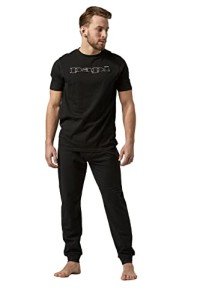 Men's Black Short Sleeve Pajama Set - Large