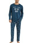 Men's Christmas Pajama Set with Letter Print