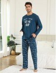 Men's Christmas Pajama Set with Letter Print