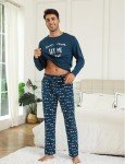Men's Christmas Pajama Set with Letter Print