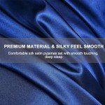 YUSHOW Men's Navy Blue Satin Pajama Set