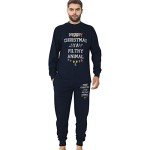 Men's Soft Cotton Christmas Loungewear Pajamas Set
