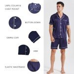 Men's Satin Pajama Set - Short Sleeve & Shorts
