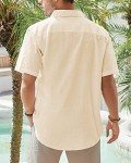 Men's Short Sleeve Casual Button Down Shirt - Beige