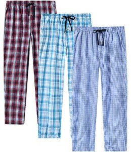 MoFiz Men's Cotton Plaid Pajama Pants 3-Pack