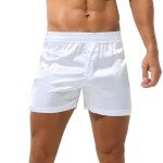 Men's Satin Mid-Waist Split Boxer Briefs - White