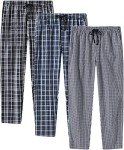 MoFiz Men's Classic Plaid Pajama Bottoms 3-Pack