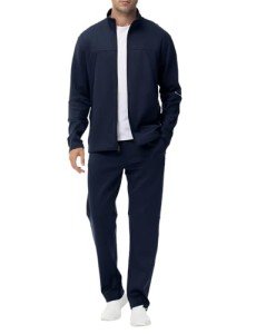 Men's Navy Athletic Tracksuit Set with Zipper Pockets
