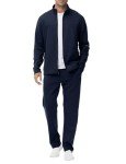 Men's Navy Athletic Tracksuit Set with Zipper Pockets