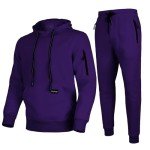 Men's Purple Fleece Jogger Hoodie Set