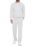 COOFANDY Men's White Two-Piece Athletic Tracksuit