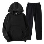 Men's Casual Black Tracksuit Set - Hoodie & Pants