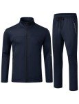 Men's Navy Athletic Tracksuit Set with Zipper Pockets