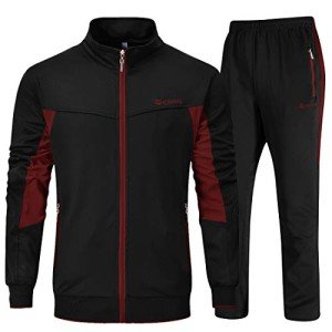 YSENTO Men's 2-Piece Tracksuit Jogging Set Black