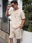 Men's Beige 2-Piece Casual T-Shirt & Shorts Set