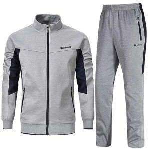 Men's Grey Athletic Full Zip Tracksuit