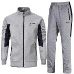 Men's Grey Athletic Full Zip Tracksuit