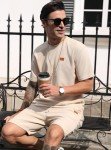Men's Beige 2-Piece Casual T-Shirt & Shorts Set