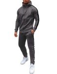 Men's Casual Grey Tracksuit with Zip Hoodie