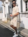 Men's Beige 2-Piece Casual T-Shirt & Shorts Set