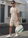 Men's Beige 2-Piece Casual T-Shirt & Shorts Set