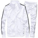 Men's Full Zip White Activewear Tracksuit Set