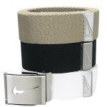 Nike Men's Golf Web Belts 3-Pack - White, Khaki, Black