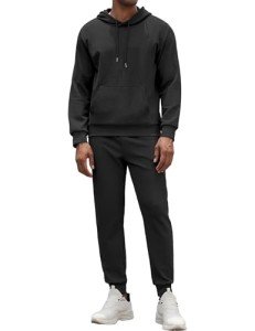 COOFANDY Men's Black Hoodie and Jogging Set