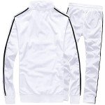 Men's Full Zip White Activewear Tracksuit Set