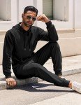 COOFANDY Men's Black Hoodie and Jogging Set