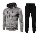Men's Grey Athletic Full Zip Tracksuit Set