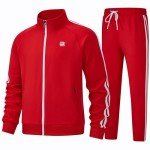 Men's Red Athletic Tracksuit - Full Zip Outfit