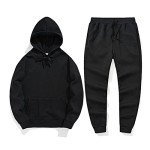Men's Black 2-Piece Casual Sweatshirt & Pants Set