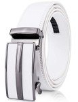 Men's Adjustable Leather Ratchet Belt with Automatic Buckle