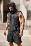 Men's Sleeveless Hoodie Athletic Tracksuit - Dark Grey