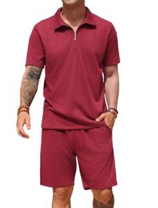 Men's Wine Red 2-Piece Track Suit Set