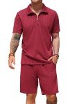 Men's Wine Red 2-Piece Track Suit Set