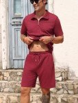 Men's Wine Red 2-Piece Track Suit Set