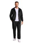 COOFANDY Men's Black Velour Tracksuit Set, Large