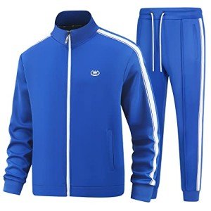 Men's Casual Full Zip Tracksuit Set - Blue