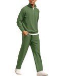 COOFANDY Men's Relaxed Fit Tracksuit Set - Army Green