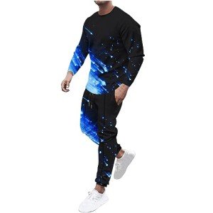 Men's Casual 2-Piece Tracksuit Set with Print