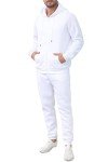 Men's White Full Zip Hoodie Tracksuit Set